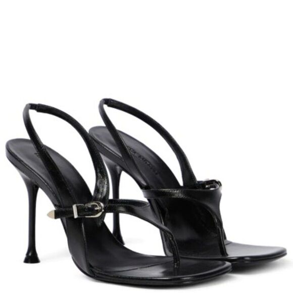 NEW Magda Butrym Sling Back Sandal in Black LEATHER HEEL OPEN TOE - Picture 2 of 10